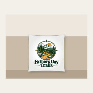 Father's Day Trails Pillow in white