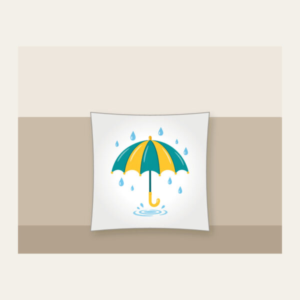 Product image Teal Umbrella and Raindrop Ripple Pillow