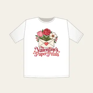 Valentine's Paper Petals T-Shirt in white