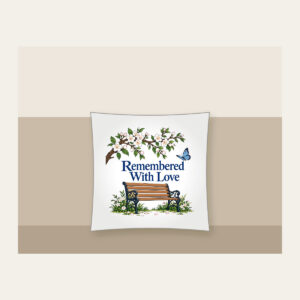 Remembered With Love Pillow in white