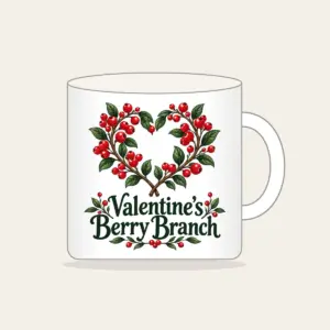 Valentine's Berry Branch Mug in white