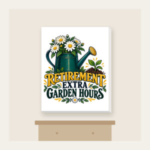 RETIREMENT EXTRA GARDEN HOURS Canvas Print in white