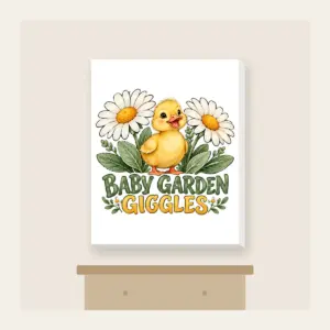 BABY GARDEN GIGGLES Canvas Print in white