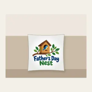 Father's Day Nest Pillow in white