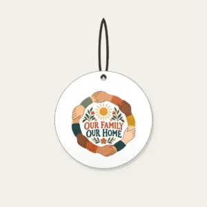 Our Family Our Home Ceramic Ornament in white