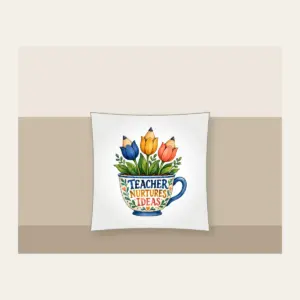 TEACHER NURTURES IDEAS Pillow in white