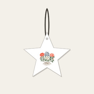 Our Family Blooms Star Ceramic Ornament in white