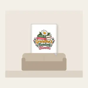 Grandma's Reading Bloom Fleece Blanket in white