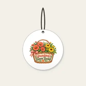 Grandma's Bloom Basket Ceramic Ornament in white