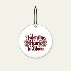 Valentine Hearts In Bloom Ceramic Ornament in white