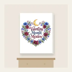 Valentine Moonlit Meadow Canvas Print in white