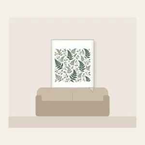 Fern and Berry Repeat Fleece Blanket in white: A repeat of ferns and tiny berries in sage, deep green and cream.