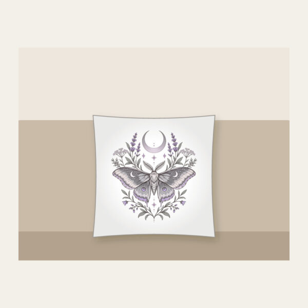 Product image Moth and Crescent Moon with Herb Sprigs Pillow