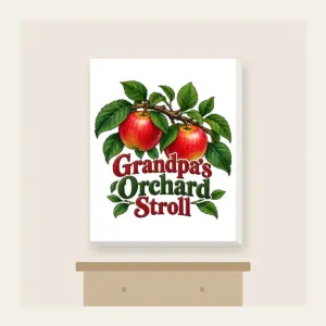 Grandpa's Orchard Stroll Canvas Print in white