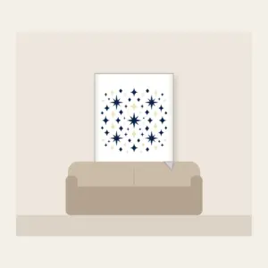 Navy and Cream Diamonds and Stars Fleece Blanket in white: Diamonds and stars repeat across the artwork in navy and cream.