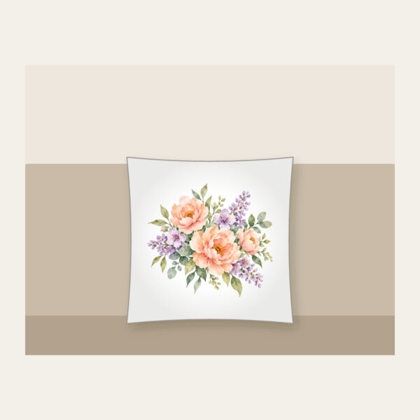 Product image Watercolor Blooms in Peach and Lilac Pillow