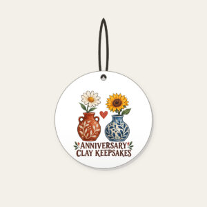 ANNIVERSARY CLAY KEEPSAKES Ceramic Ornament in white