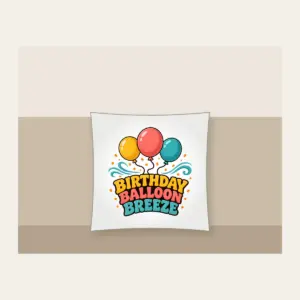 BIRTHDAY BALLOON BREEZE Pillow in white