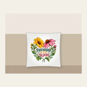 FRIENDSHIP IN FULL BLOOM Pillow in white