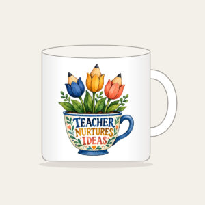 TEACHER NURTURES IDEAS Mug in white