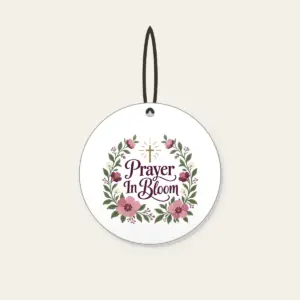 Prayer In Bloom Ceramic Ornament in white