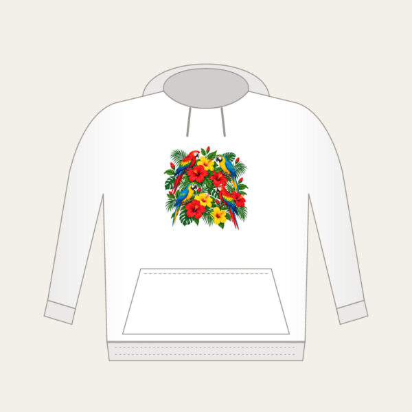 Product image Parrots Among Red Hibiscus Hoodie