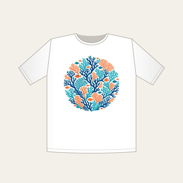 Product image Branching Coral and Tiny Fish on Deep Blue T-Shirt
