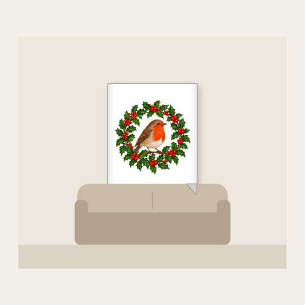 Product image Robin in a Holly Wreath Fleece Blanket