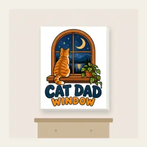 CAT DAD WINDOW Canvas Print in white