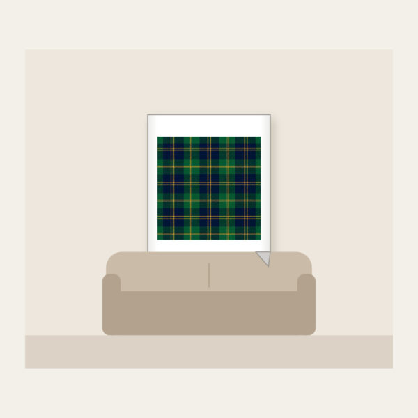 Product image Green and Navy Plaid with Gold Lines Fleece Blanket
