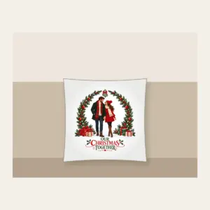 Our Christmas Together Pillow in white