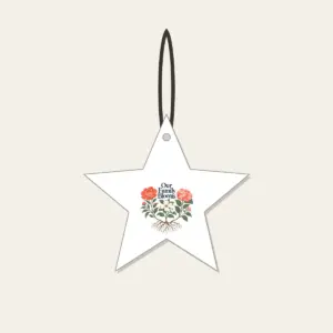 Our Family Blooms Star Ceramic Ornament in white