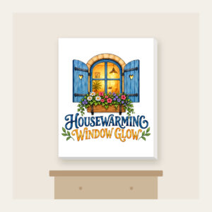 HOUSEWARMING WINDOW GLOW Canvas Print in white