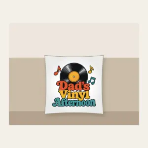 Dad's Vinyl Afternoon Pillow in white