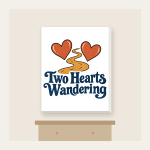 Two Hearts Wandering Canvas Print in white
