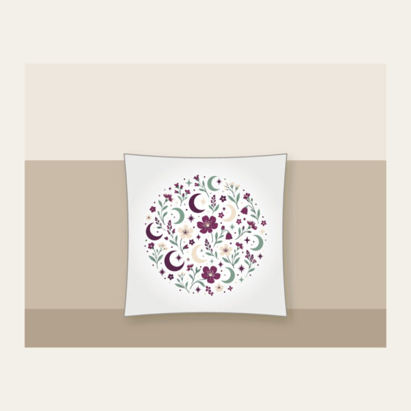 Product image Crescent Moons and Wildflowers in Plum Pillow
