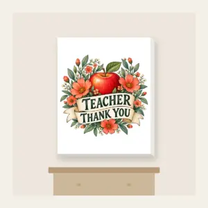 TEACHER THANK YOU Canvas Print in white