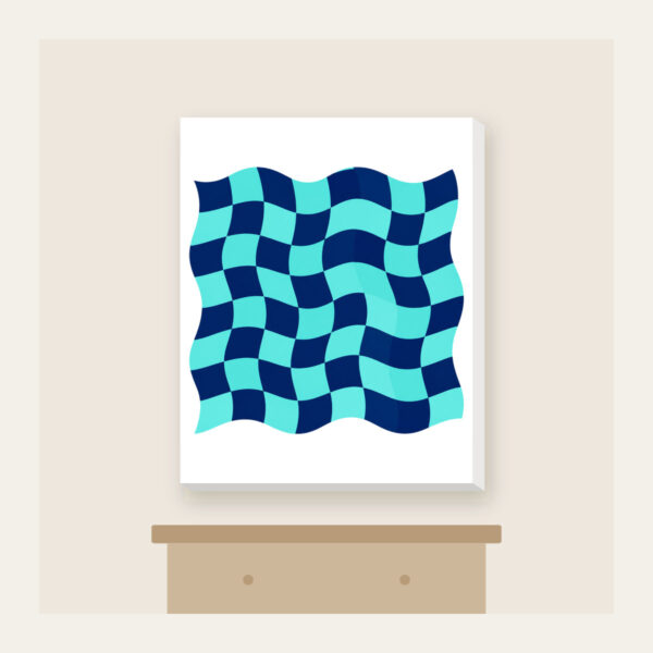 Product image Ripple Checkerboard in Navy and Aqua Canvas Print
