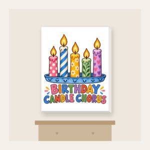 BIRTHDAY CANDLE CHORUS Canvas Print in white