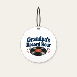 Grandpa's Record Hour Ceramic Ornament in white
