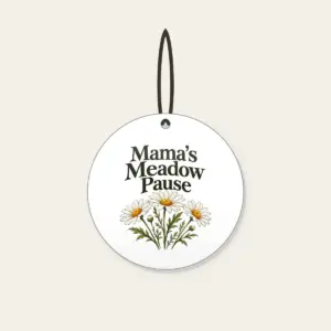 Mama's Meadow Pause Ceramic Ornament in white
