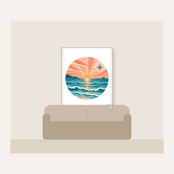 Product image Coastal Sunrise Bands with a Compass Rose Fleece Blanket