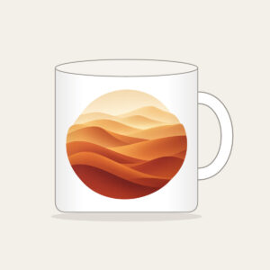Sand-to-Rust Dune Gradient Mug in white: A sand-to-rust gradient with gentle dune lines sweeps across the artwork.