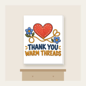 THANK YOU WARM THREADS Canvas Print in white