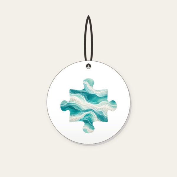 Product image Sea-Glass Teal Abstract Waves Ceramic Ornament