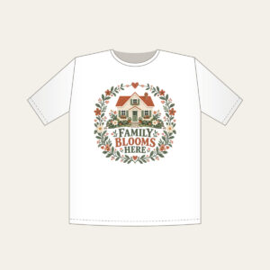 Family Blooms Here T-Shirt in white