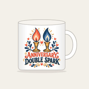 ANNIVERSARY DOUBLE SPARK Mug in white