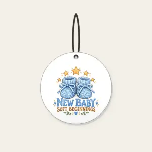 NEW BABY SOFT BEGINNINGS Ceramic Ornament in white
