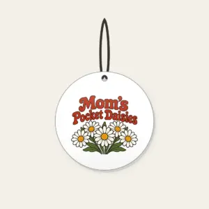 Mom's Pocket Daisies Ceramic Ornament in white