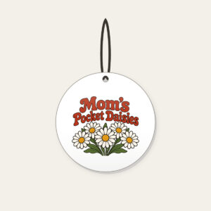 Mom's Pocket Daisies Ceramic Ornament in white